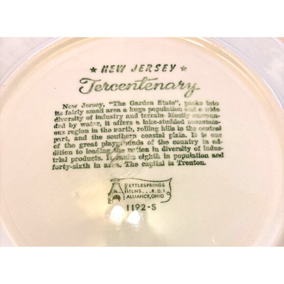 New Jersey Tercentenary 1964 Commemorative Plate Ceramic 10” Vtg 1192-S Collect. - Picture 3 of 6